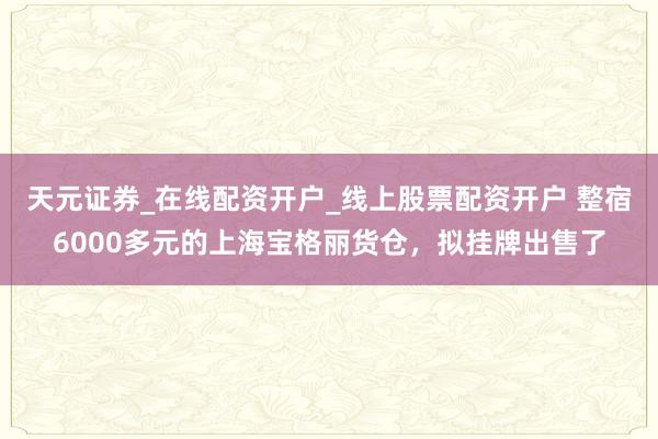天元证券_在线配资开户_线上股票配资开户 整宿6000多元的上海宝格丽货仓，拟挂牌出售了
