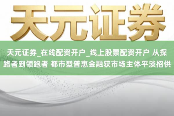 天元证券_在线配资开户_线上股票配资开户 从探路者到领跑者 都市型普惠金融获市场主体平淡招供