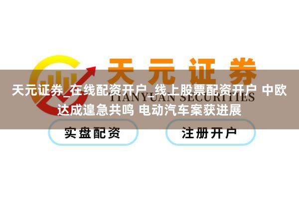 天元证券_在线配资开户_线上股票配资开户 中欧达成遑急共鸣 电动汽车案获进展